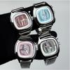 Montre-bracelet à quartz pour homme Boîtier carré coussin Bracelet en acier inoxydable Analogique Affaires Étanche