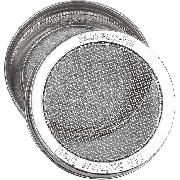 2 Pack ONE-PIECE 316 Surgical Stainless Steel Sprouting Lids for Wide Mouth Mason Jar (Ball Kerr) - One-Piece- Strainer Mesh Lids - Rust-Proof