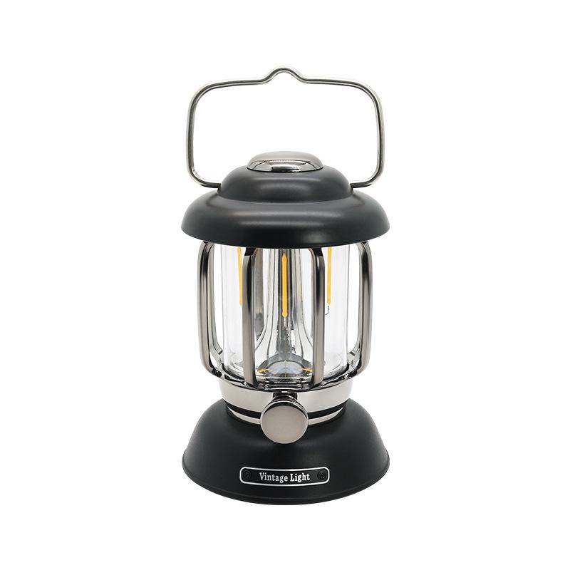 Outdoor Camping Lantern Retro Camping Lamp Multifunctional Warm Light Tent Light Rechargeable Portable Camp Light
