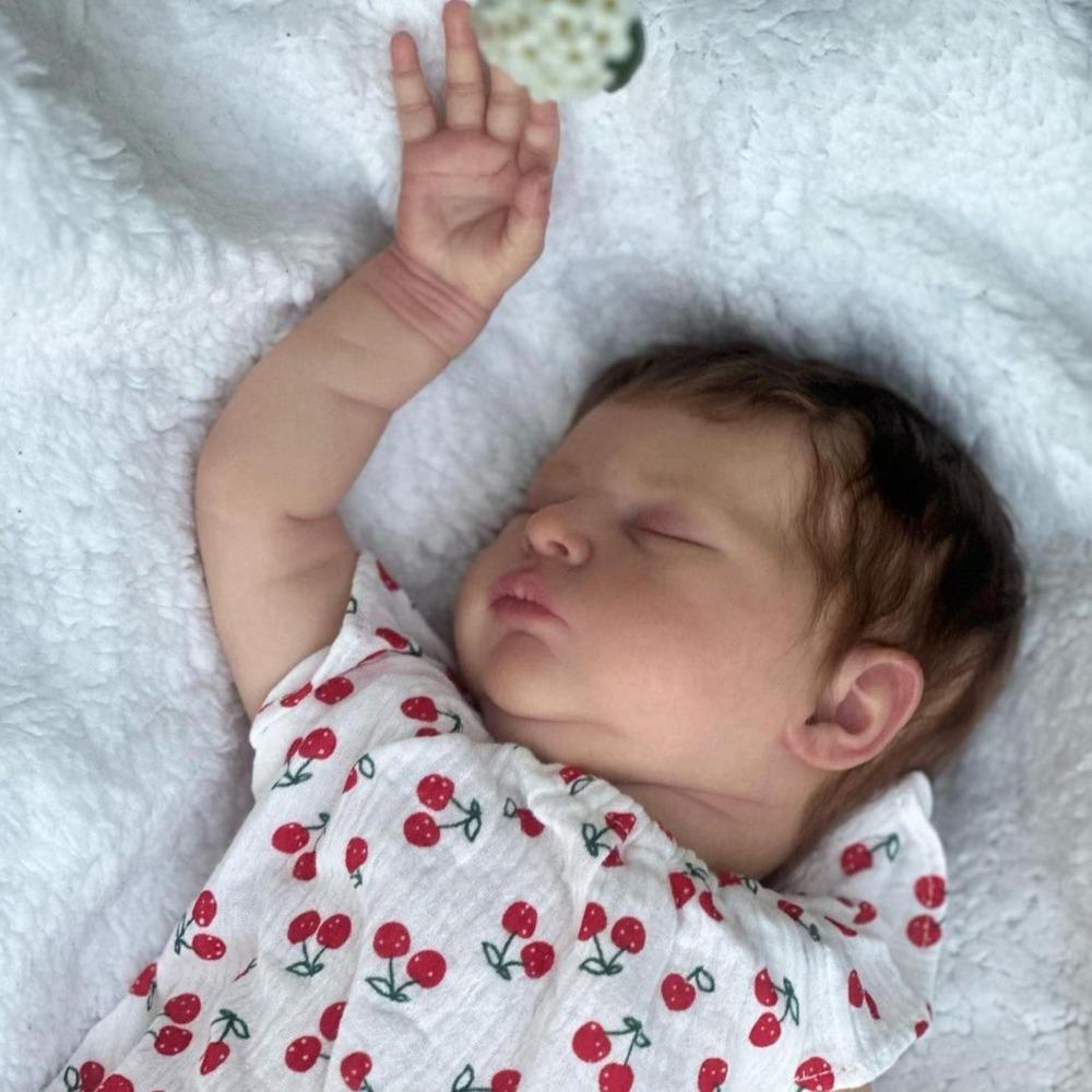 50cm 20inch Baby Reborn Puppe mit sichtbaren Adern und 3D-bemalter Haut, Realistische Weiche Silikon Schlafende Neugeborene Bebe Lebendiges Mädchen Bebe Spielzeug