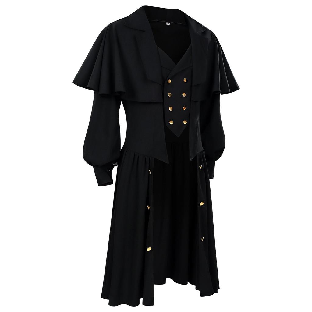 Gothic Gentleman Vintage Coat With Polyester Fabric For Cosplay And Stage Performances