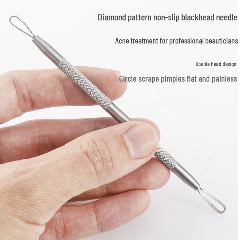 

Blackhead & Acne Extractor Tool Set - Pimple and Comedone Removal Kit Short Double-headed Squeeze Ring [1 pc]