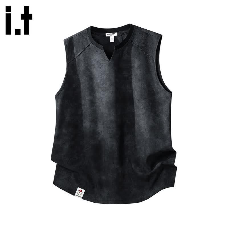 CHOCOOLATE Men s Vintage Tie-Dye V-Neck Tank Top M