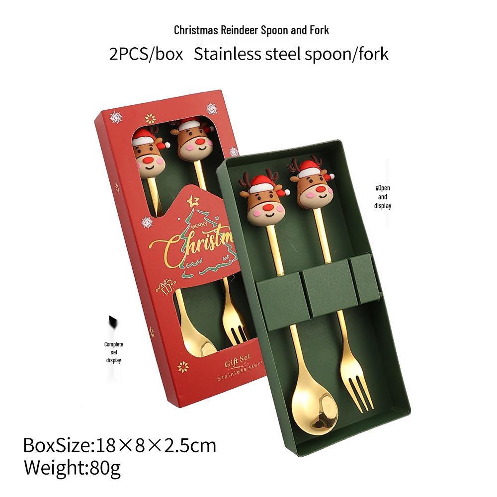 Christmas Tree Spoon & Fork Set – Santa Claus Holiday Gift