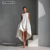 Sommer Mode Lässig Einfarbige Weite Ärmel Neckholder Asymmetrisches Kleid Damenbekleidung