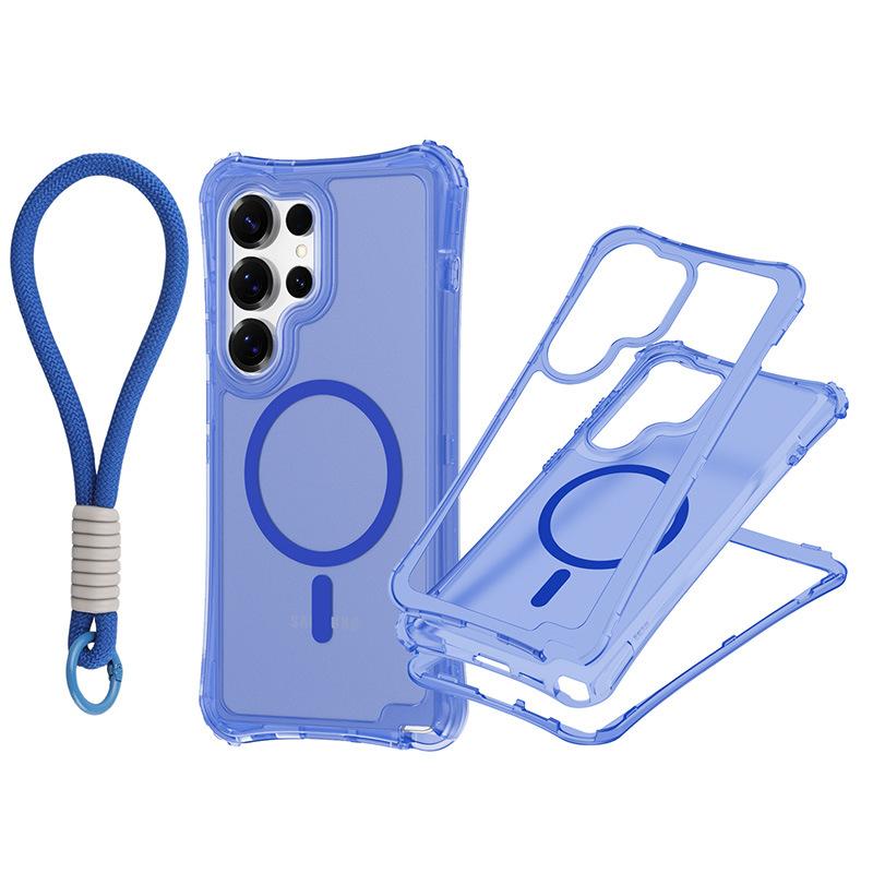 For Samsung S25 ULTRA Magnetic Skin-feeling Three-in-one Mobile Phone Case with Strap