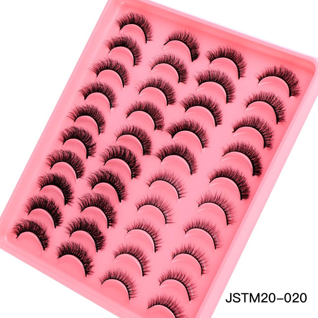 20 Pairs Of Thick Fried False Eyelashes Naturally Curled Imitation Mink Eyelashes