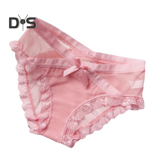 Women's Sexy Panties Lace See Through Underwear Low Rise Thin Mesh Sheer Underpants Breathable Bikini Briefs