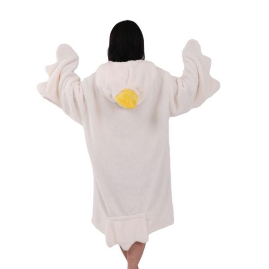 Wearable Goose Blanket Hoodie Onesie for Adult Kid, Oversized Warm Duck Pajamas, Soft Animal Cozy Sleeping Bag with Feet Slippers