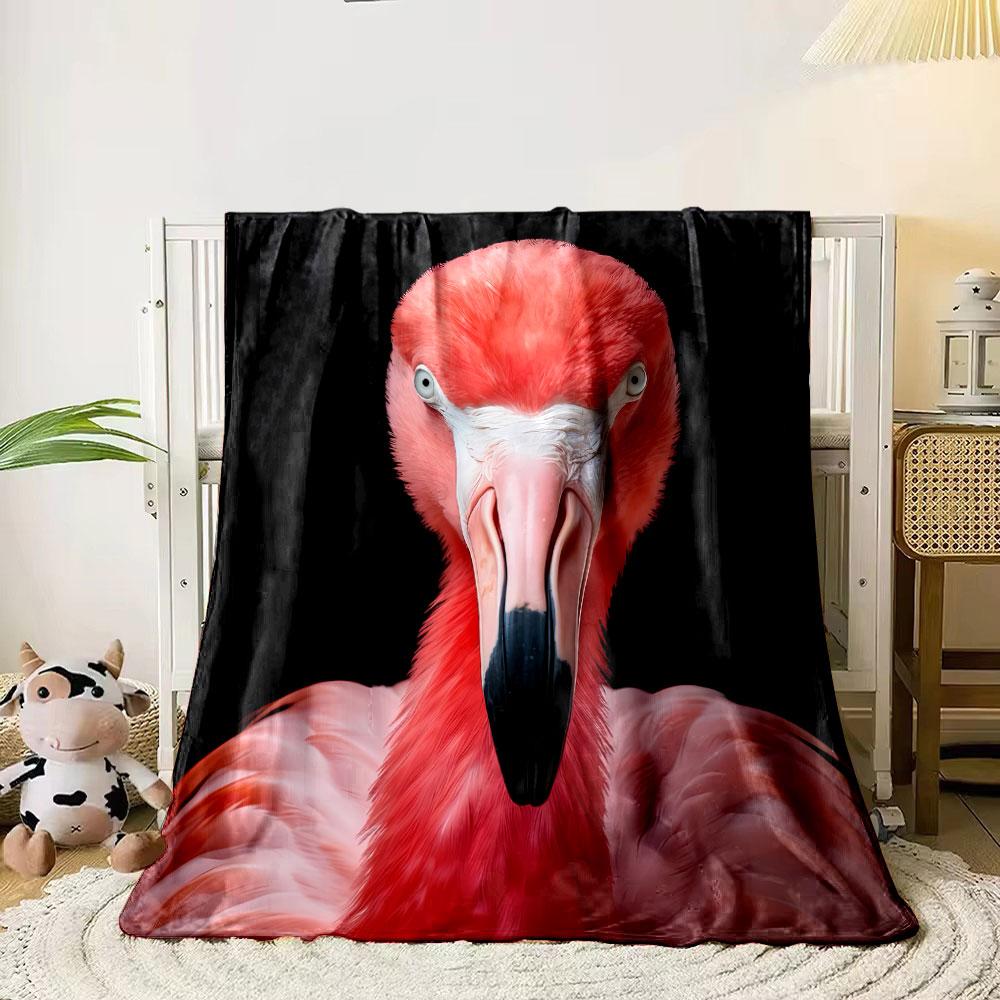 Pink Flamingo Portrait Blanket Bedroom Blanket for Livingroom Couch Lunch Break Soft Throw for Friend's Festival Gift