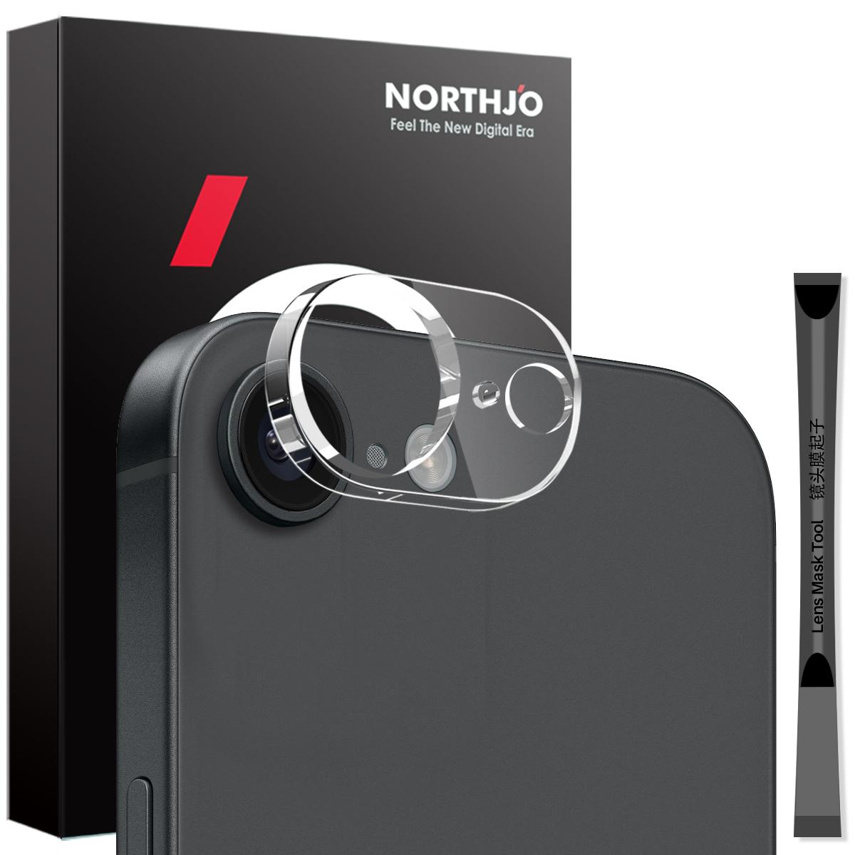 

NORTHJO Для iPhone 16e Захисне скло для об єктива камери Загартоване скло HD Прозоре 3D Повне покриття Type A