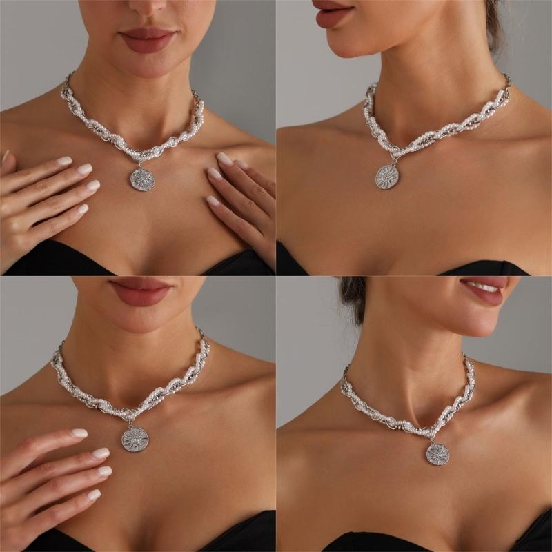 Star Pearls Chokers Necklace Sturdy Alloy Chain Delicate Adjustable Length Daily Accessory