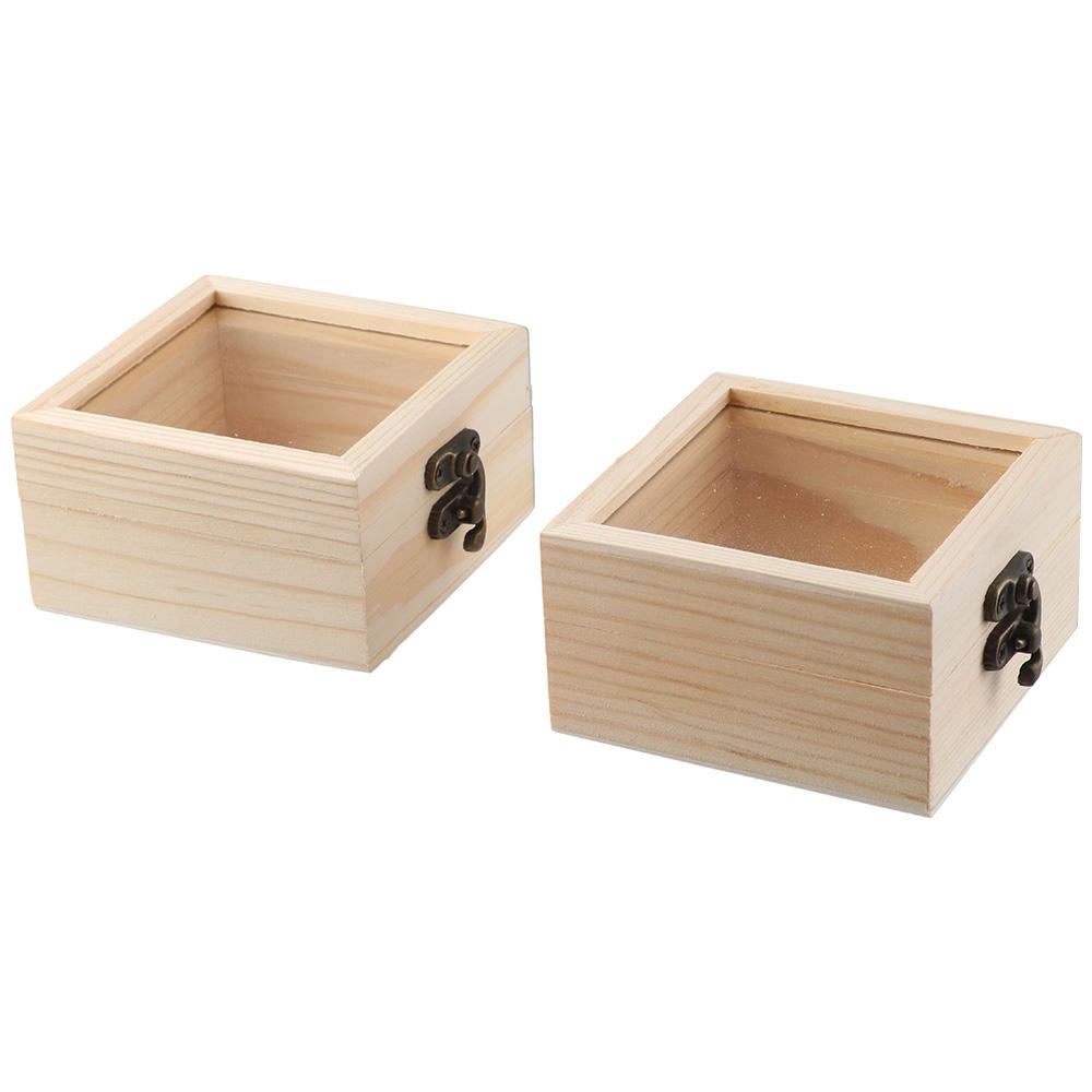 

1/3pcs Natural Colour Gift Wrapping Wooden Box Wooden/Glass Wooden Household Storage Box Bedroom 1pcs