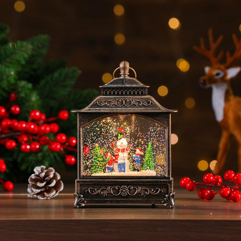 Christmas Lantern Music Box Desktop Night Light Holiday Decoration Gift for Party/Home
