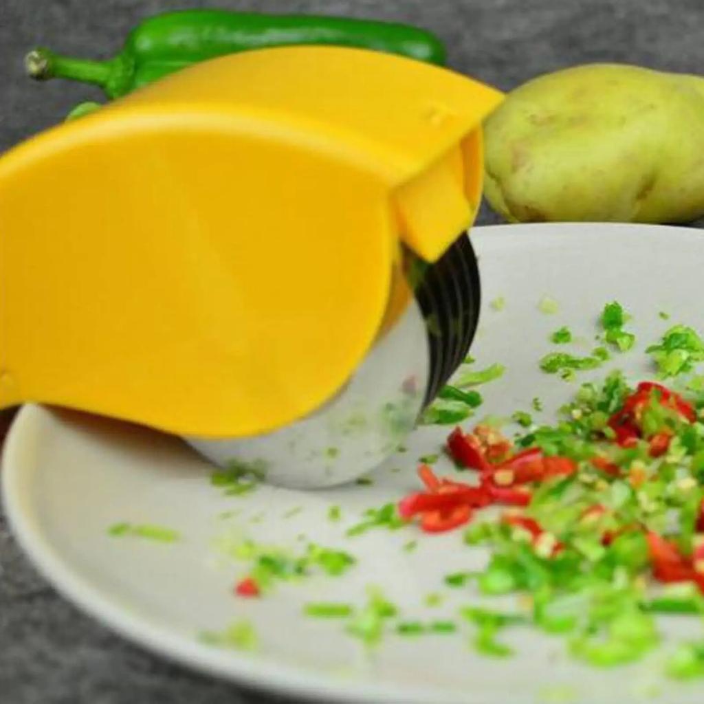 Vegetable Chopper Roller Manual Scallion Cutter with 6 Stainless Steel Blade Herb Roller Mincer Parsley Chopper Tools