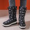 Foreign Trade New Thick-soled Down Cloth Thick-soled Snow Boots Women's Cross-border Large-size Round Head Side Zipper Long Cotton Boots