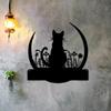 Retro Metal Sign Wall Decor Vintage Flower Moon Cat Gift for Pet Lovers