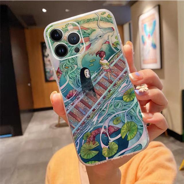 

Чехол для телефона для Iphone 14 Pro Max 13 12 11 Pro Max Xs Xr X 12mini 7 8 14 Plus Se Унесенные призраками черный чехол без лица Funda iphone 14Plus