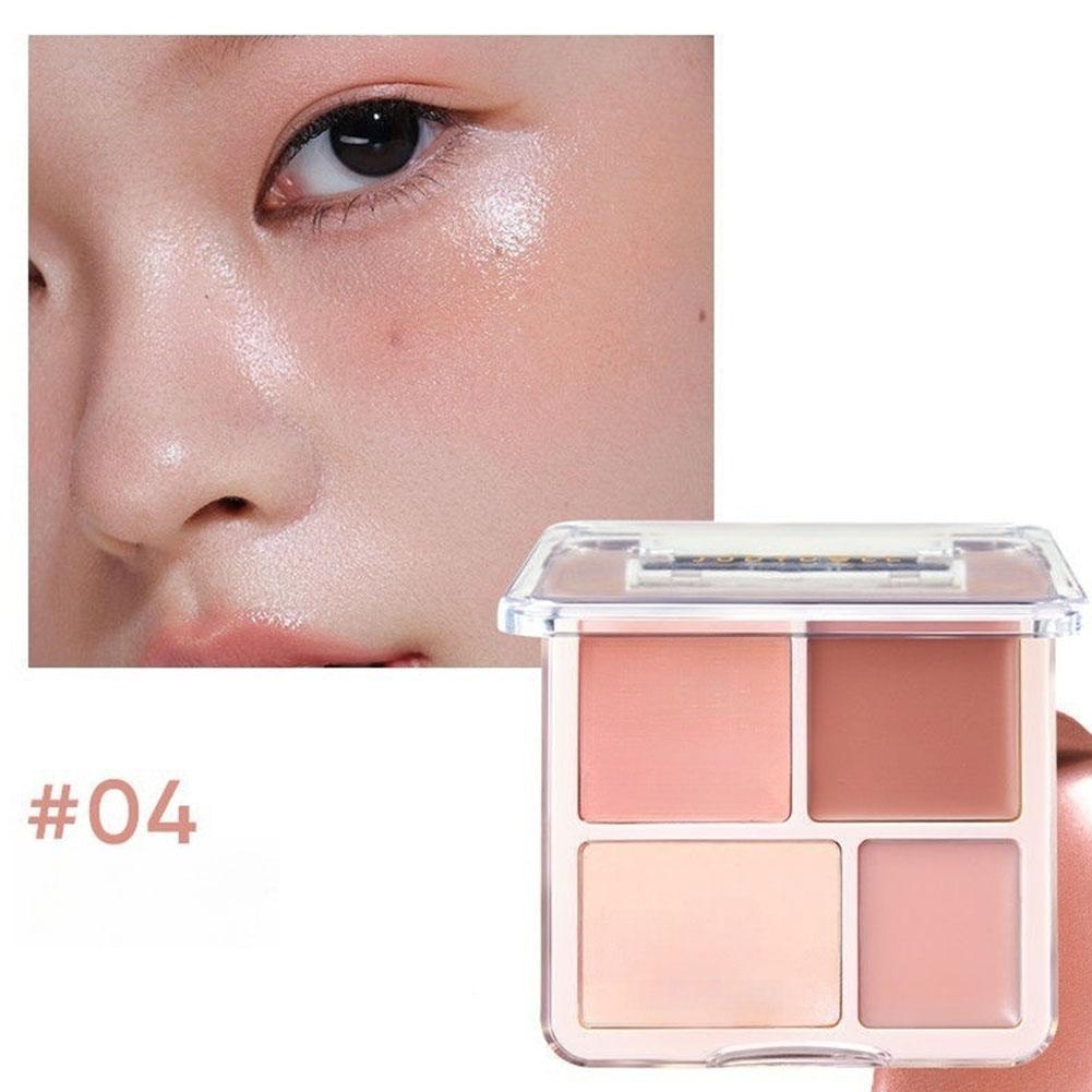 1pcs Korean Style Blush Highlighter Palette Four Color Matte Sculpting Shrinking Expanding Makeup Contouring Powder Compact