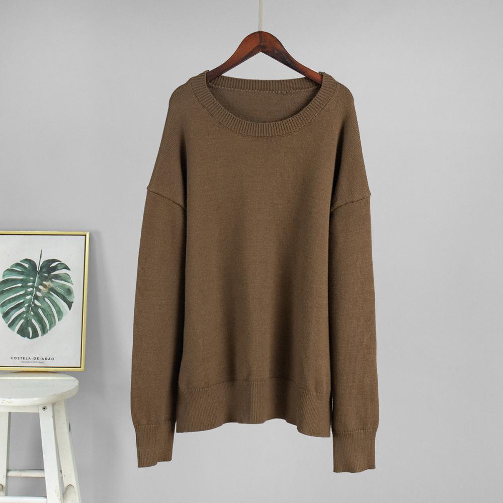 Women'S O-Neck Oversized Sweater Autumn Winter Thick Warm Loose Simple Solid Color Knitted Pullover Casual Jumper Top