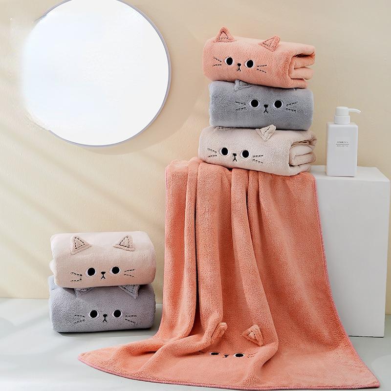 Cute Microfiber Hair Towel Wrap Ultra Soft Hair Wrap Towels for Women Absorbent Fast Drying Hair Turban  Cartoon Cat 35x75cm
