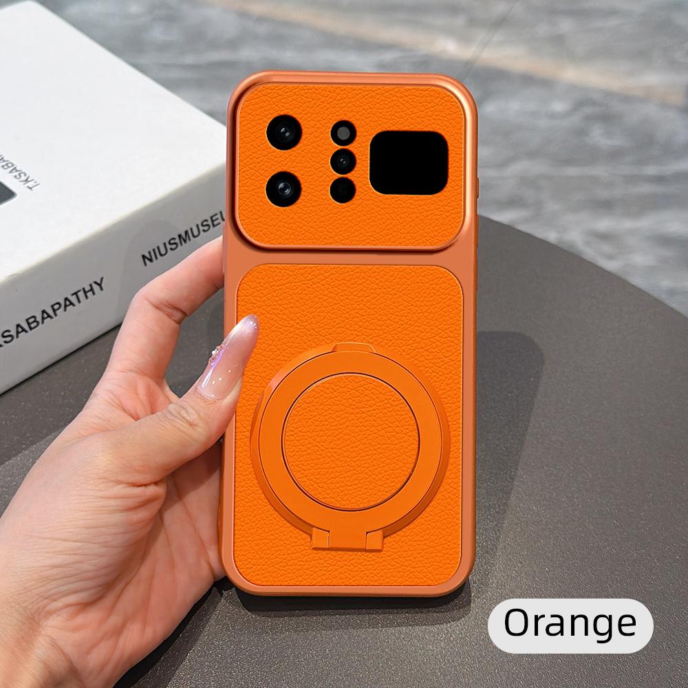 Magnetic Rotating Bracket Case For infinix Note 60 Ultra 50 50S 50X 40 Pro Plus 30 Edge 4G 5G Metallic Paint+PU Lambskin Cover