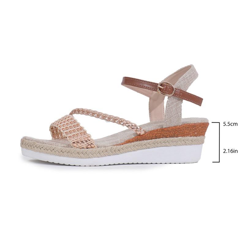 Fashion 2024 Summer Wedge Thick Sole Sandals Fashion New Simple Solid Color One-Line Buckle Strap Platform Sole Women's Sandals