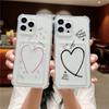European & American Heart Design Apple Phone Case for 14, 13, 12, 17 Air, 16e, 15 Pro Max with Card Holder & Transparent Design