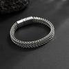 Salircon Hip Hop Punk Stainless Steel Braided Double Row Front Rear Fish Scale Titanium Steel Magnetic Buckle Bracelet Jewelry