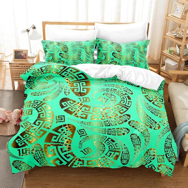 Black Golden Bedding Set New Greek Key Meander Duvet Cover Sets Luxury Comforter cover set Queen King Size for home decor quilt