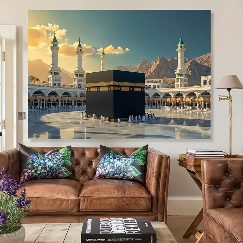 2D Islamic Kaaba Backdrop, Mecca Pilgrimage Scene for Ramadan & Eid Decor