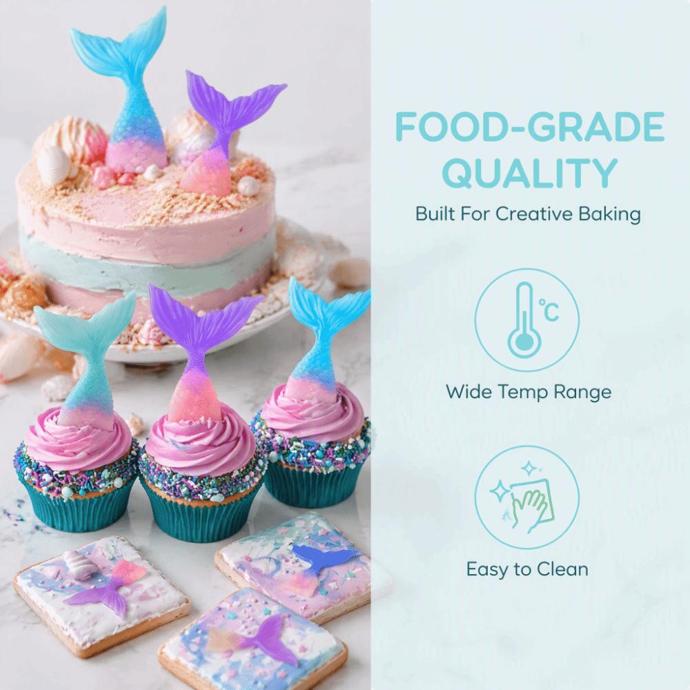 2PCS Easy Cleaning Mermaid Tail Mold Nonstick Marine Cake Decorating Mold  Edging Fondant Decoration