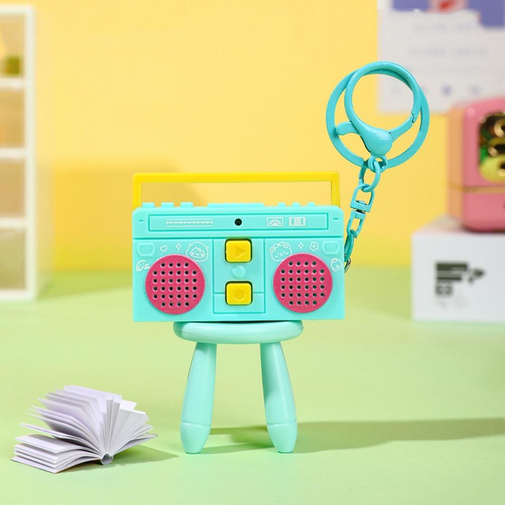 Creative Macaron Recorder Keychain Mini Plastic Radio Shape Keychain Exquisite Retro Music Recorder Toys Valentine's Day
