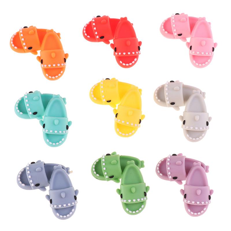 1 Pair 1:12 Dollhouse Miniature Cute Shark Slippers Doll Shoes Suit For Ob11 1/12 Bjd Doll Gsc Dod, Ymy Doll