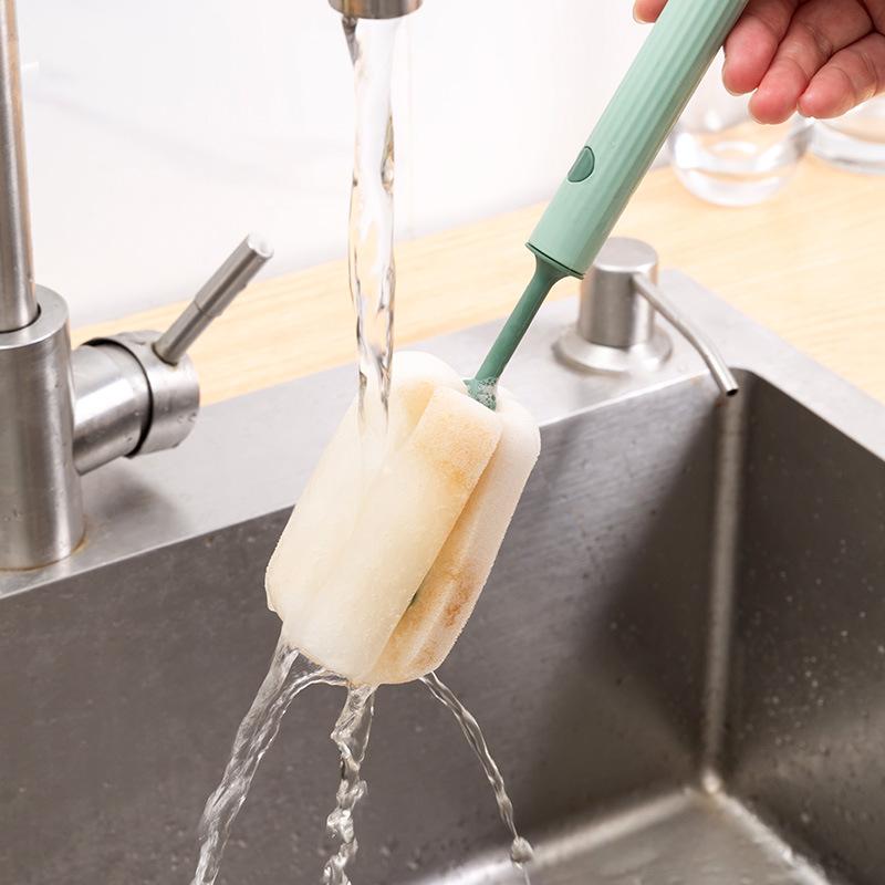1 Stück Schwamm Tassenbürste Abnehmbar Reinigung Haushaltsflaschenbürste Langer Griff Isolierte Tasse zum Entfernen von Teeflecken