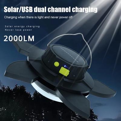 2000LM Solar-LED-Campinglicht Hochleistungs-Außenbirne Zeltlampe USB wiederaufladbare Arbeitslampen mit Haken Angellaterne Fernbedienung