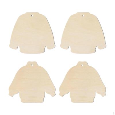 40Pcs Unfinished Wooden Sweater Cutouts Pieces Plaques Pendants Hanging Ornaments for Crafts
