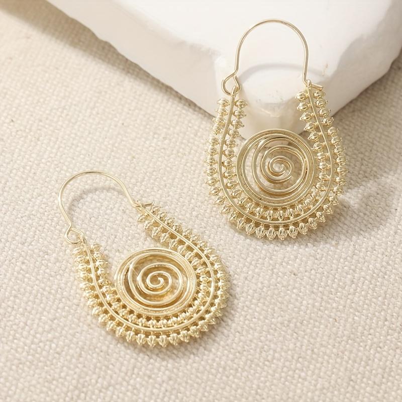 Bohemian Retro Spiral Earrings for Women Hammer Spiral Design for Daily Wear Party Perfect for Giving To Friends