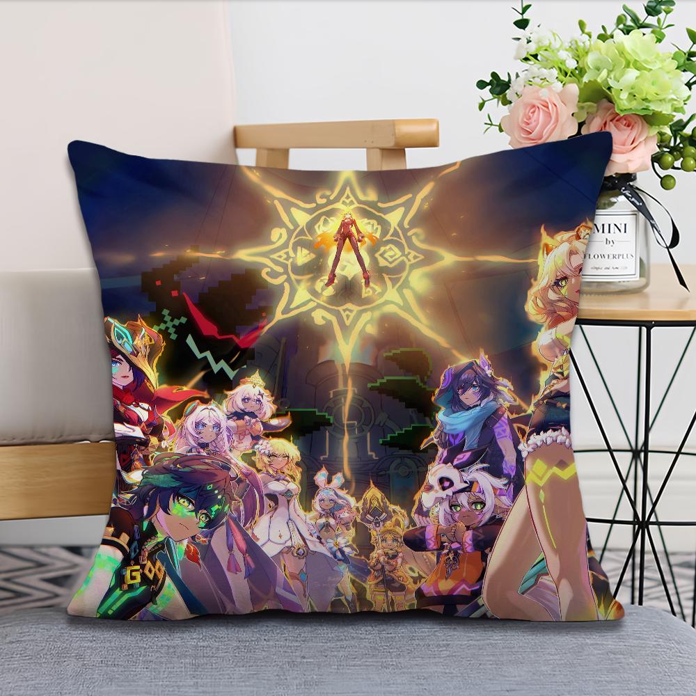 Ororon Genshin Impact Pillow Case Fan Style Square Home Decor Cushion Cover Design Printed