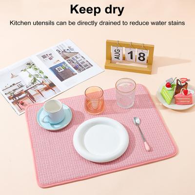 Microfiber Dish Drying Mat Absorbent Large Mat Size Kitchen Counter Pad Dish Drainer Pad