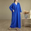 2025 Dame Pluss Størrelse Vår Lang Kjole Løs Basic Trykk Vintage Casual Blomstret Oversize Langermet Maxi