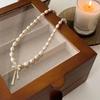 Bow Pearl Necklace Women's New Trendy Light Luxury Design Sense High Internet Celebrity Temperament Collarbone Chain Neck Chain