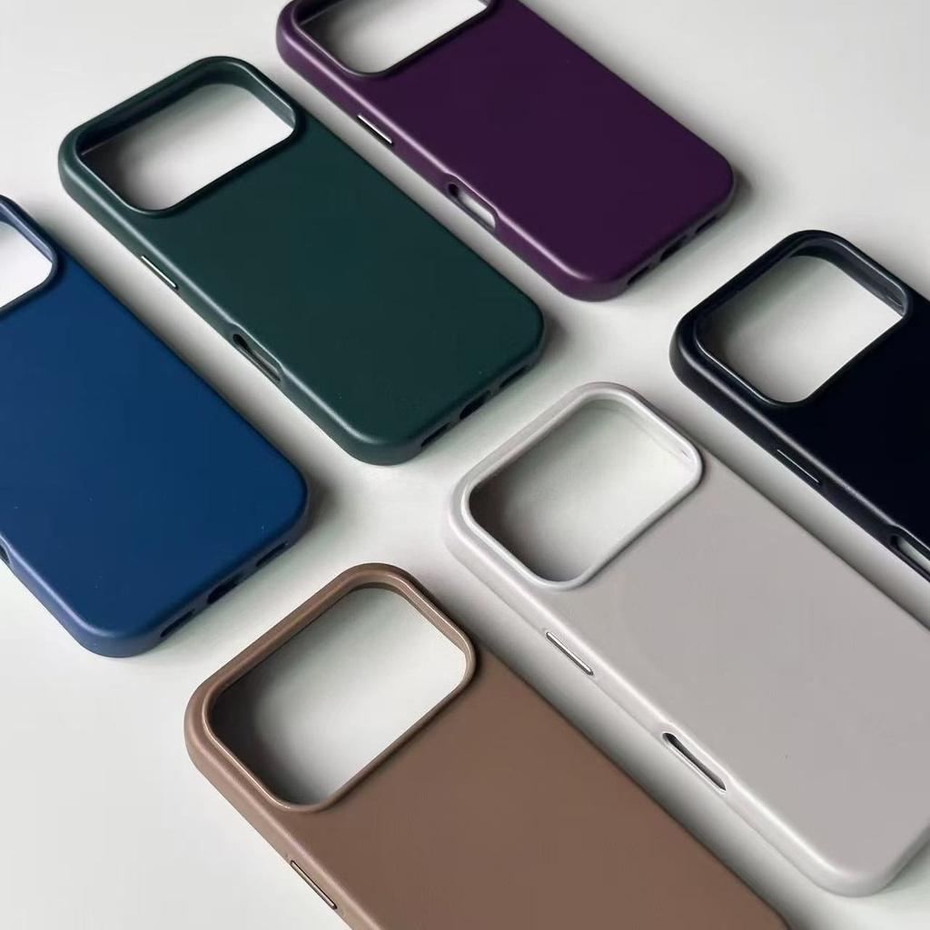 Business Official Solid Color For Magsafe Leather Case For iPhone 17 Pro Max Air 16 15 14 13 Strong Magnetic Wireless Charging Anti Drop Protect Cover