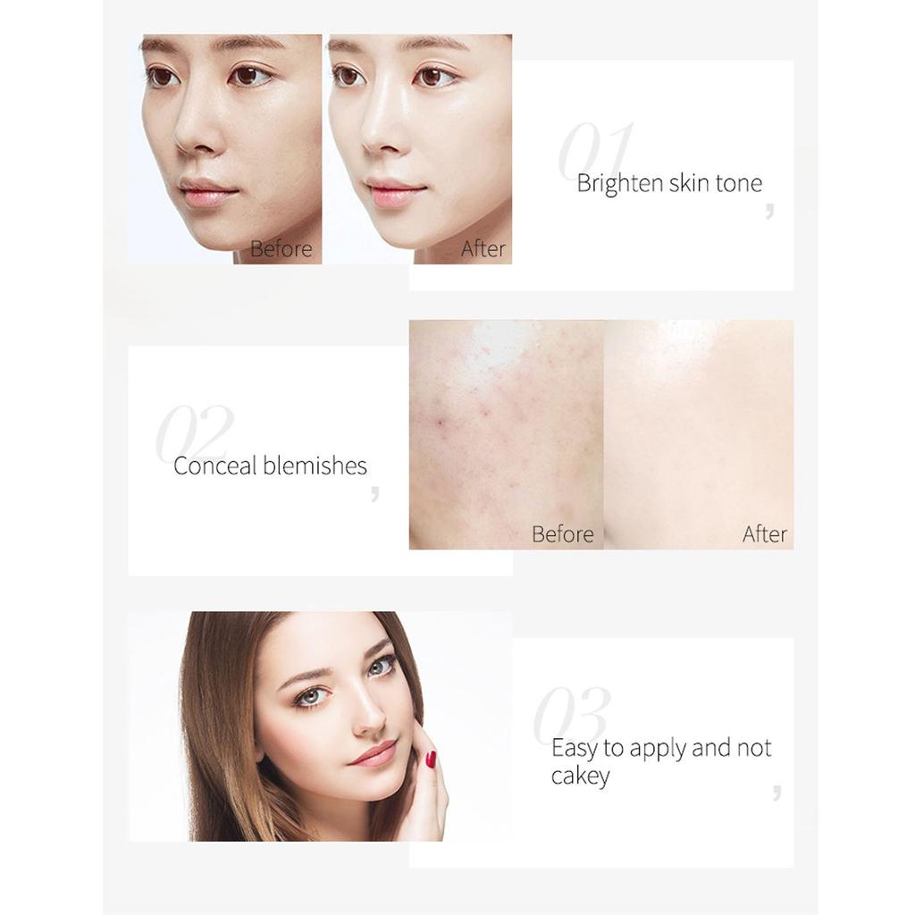 Liquid Foundation, Concealer Foundation, Full Coverage Cream Smooth, 24 Hour  Oil Control Concealer Makeup 30m