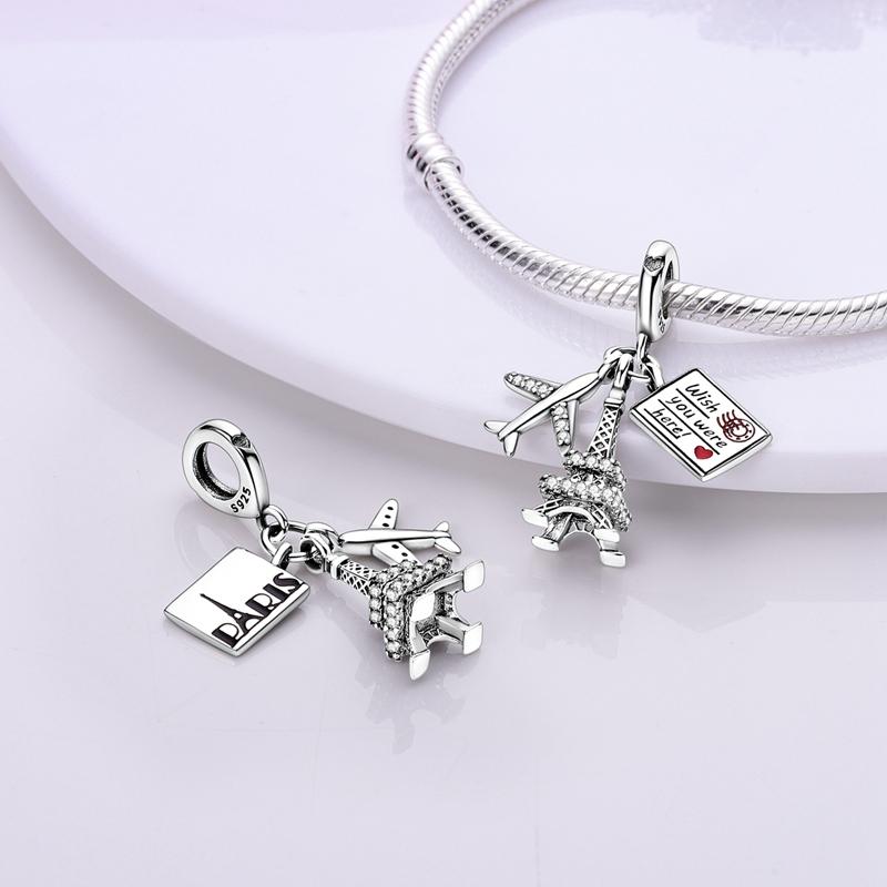 New 925 Silver Charm Airplane Camera Suitcase Love Travel Life DIY Beads Fit Original Charms Bracelet Jewelry