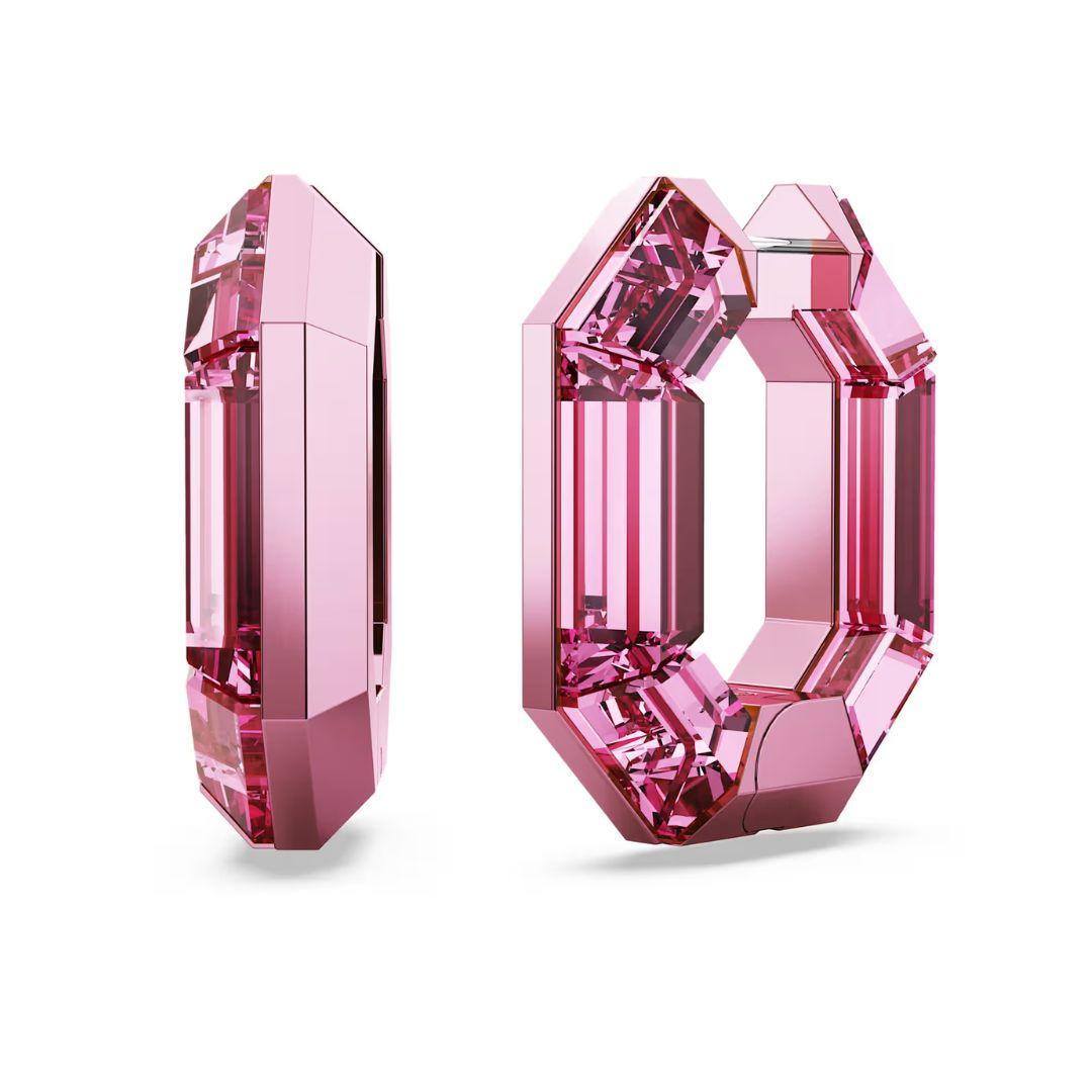 Swarovski Lucent Hoop Earrings Pink Metal