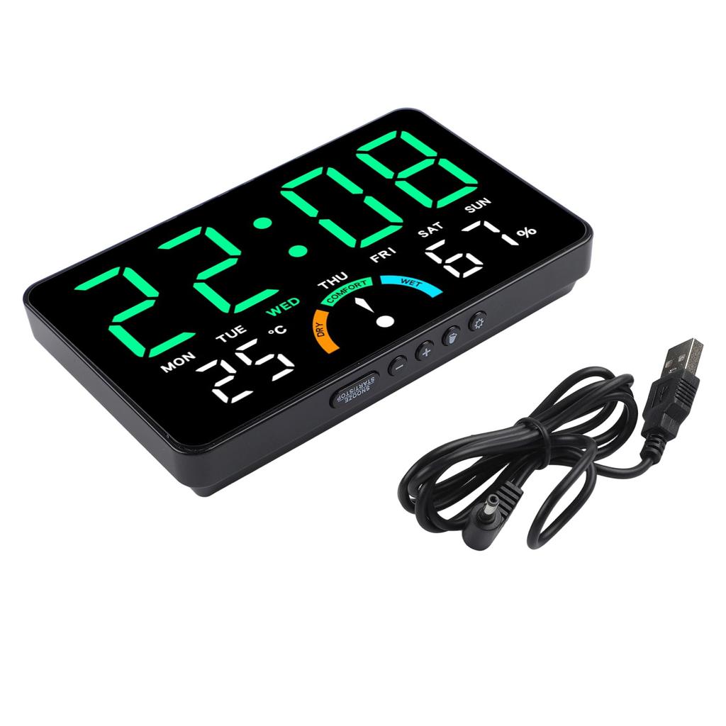 Temperature Humidity LED Electronic Clock with Large Screen for Wall or Table