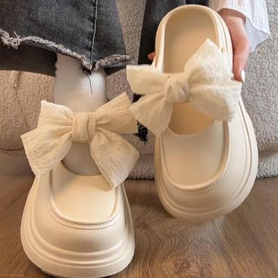 Retro High-End Dicksohlige 2025 Neue EVA Tasche Kopf Schleife Lochschuhe Damen Sommer Rutschfeste Außen-Sandalen