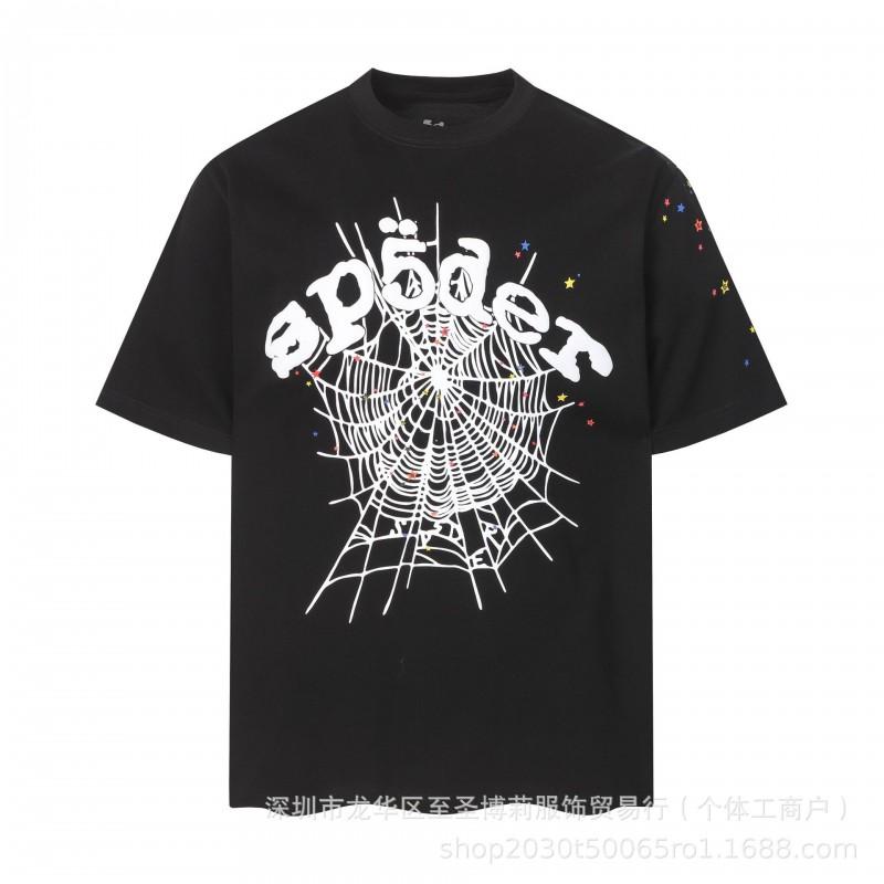 Sp5der 3D Puff Print Graphic Tee Men Loose Fit Cotton Short Sleeve T-Shirt Casual Wear