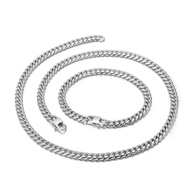 Europejska i amerykańska spersonalizowana modna okrągła krawędź zaszyfrowana kubańska tytanowa stal męska bransoletka naszyjnik 6mm 